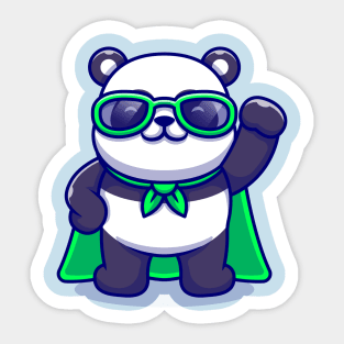 Cute Super Panda Wearing Sunglasses Cartoon Sticker